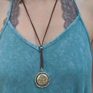 Brown Leather Necklace and Earring Set